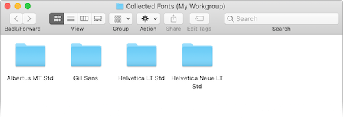 A folder of collected fonts in macOS
