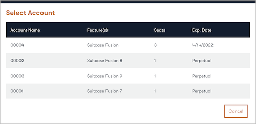 A list of Suitcase Fusion products