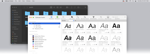 The main window for Suitcase Fusion for Mac, ignoring Dark Mode