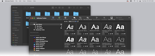 The main window for Suitcase Fusion for Mac in Dark Mode