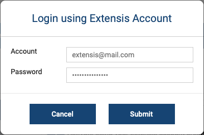 The Login using Extensis Account dialog for Universal Type Server