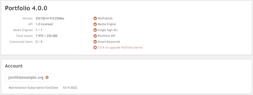 The main panel of Portfolio Administration, fully activated