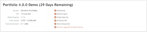 The main panel of Portfolio Administration, activated with a demo license