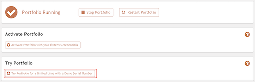 The main panel of Portfolio Administration, with Try Portfolio highlighted