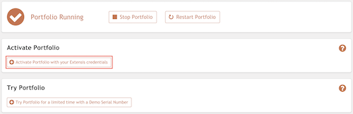 The main panel of Portfolio Administration, with Activate Portfolio highlighted