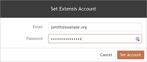 The Set Extensis Account dialog