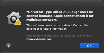 universal type client not responding mac