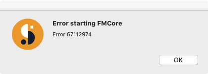 ‘Error starting FMCore: FMCore error 67112974’ in Suitcase Fusion for Mac