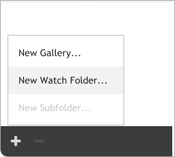 The add menu selected in the folder pane