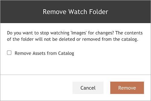 The Remove Watch Folder dialog