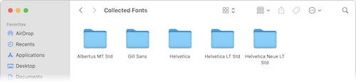 A folder of collected fonts in macOS