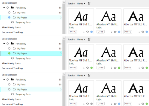 The three activation statuses for My Project