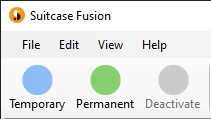 The activation buttons on the Suitcase Fusion toolbar for Windows