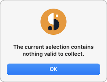 'The current selection contains nothing valid to collect' message in Suitcase Fusion for Mac