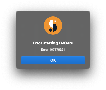 suitcase fusion error starting fmcore