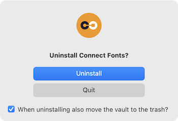 The main window for Uninstaller for macOS with the option to remove the font vault checked